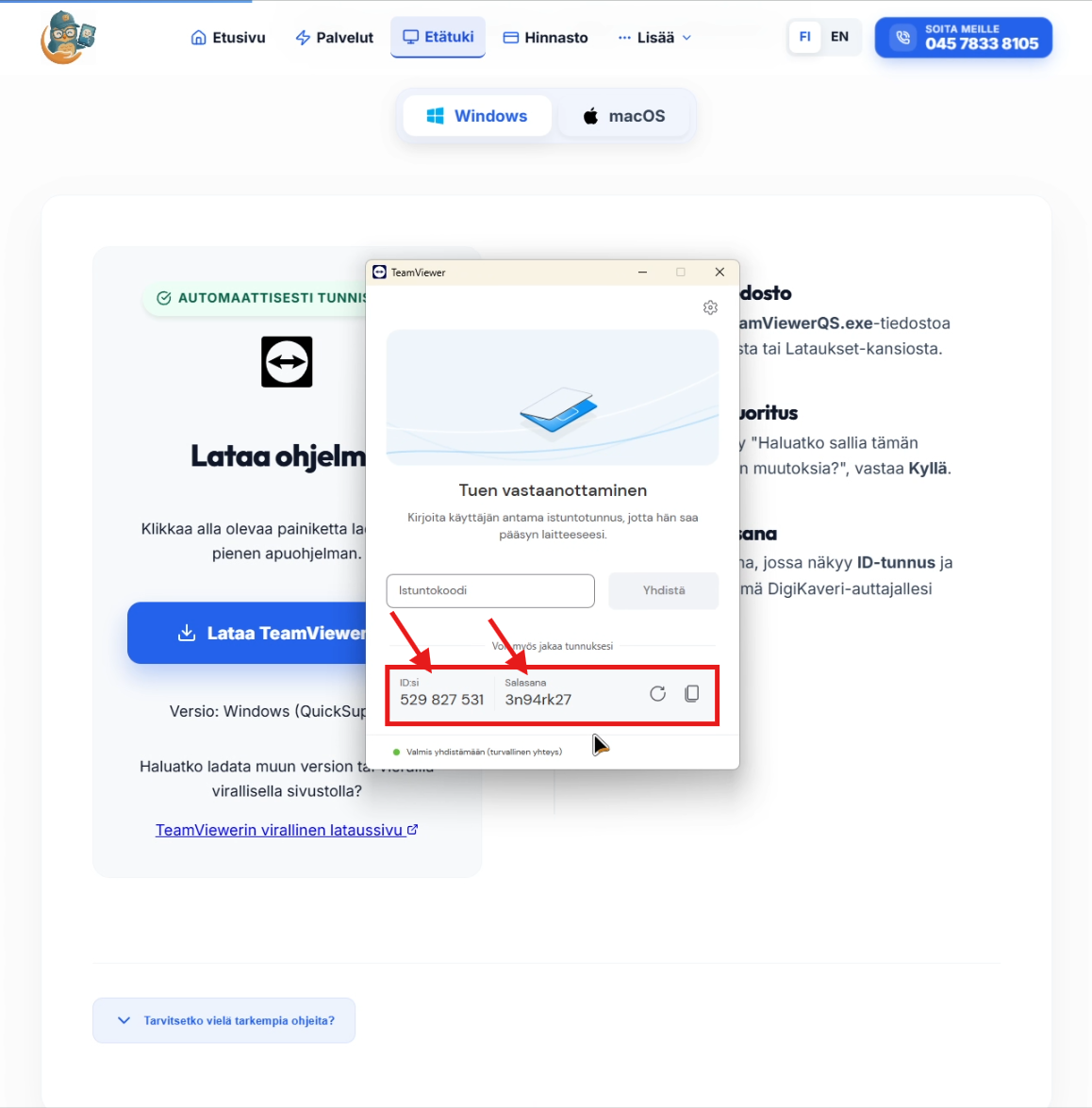 Vaihe 4: Kerro ID ja salasana